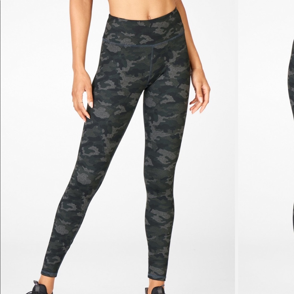 Fabletics Mid-Rise Powerhold Legging in Charcoal Camo.